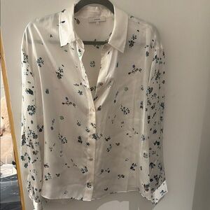 Vince White Floral Button-Down Blouse